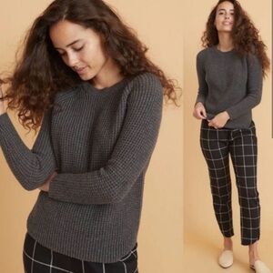 Marine Layer Dark Charcoal Waffle Knit Crew Sweater